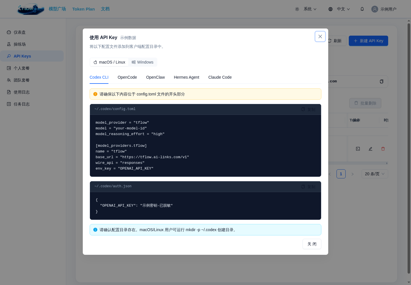 使用 API Key 配置客户端