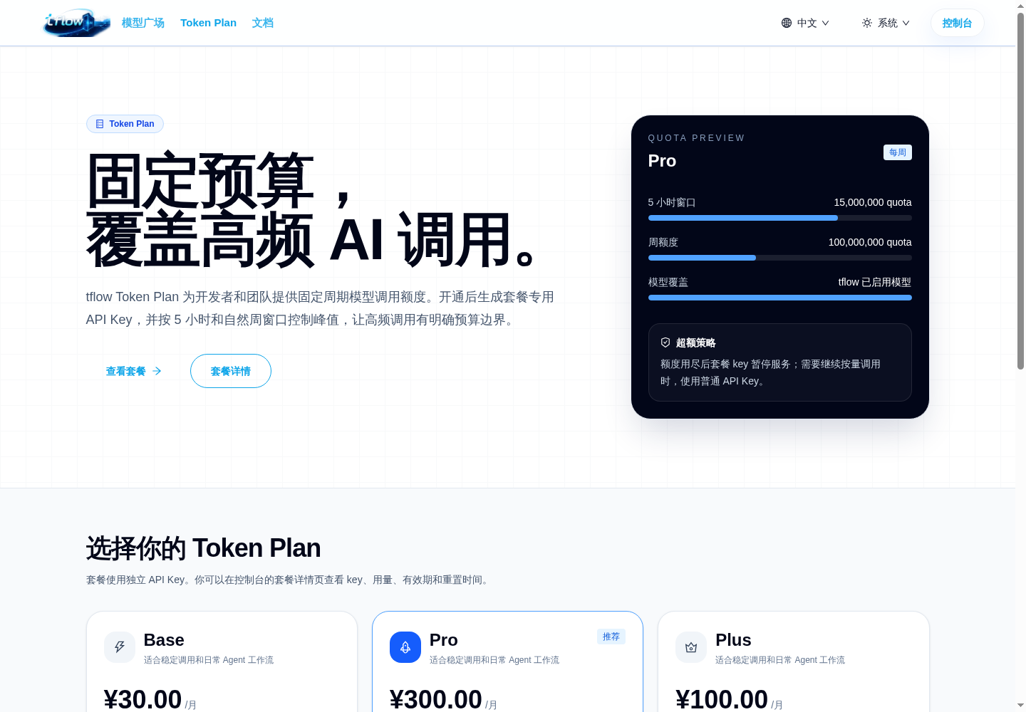 Token Plan 套餐选择页面
